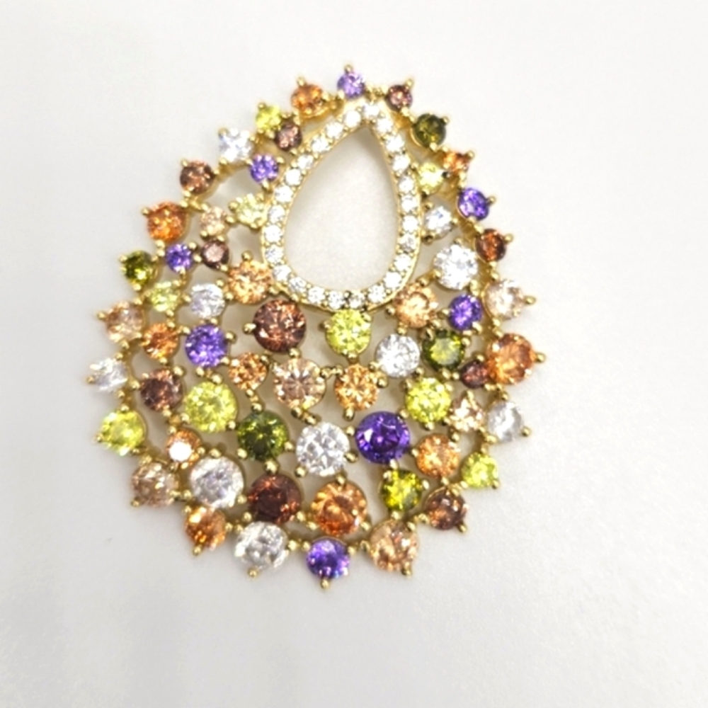 Gold over sterling & colored CZ pendant